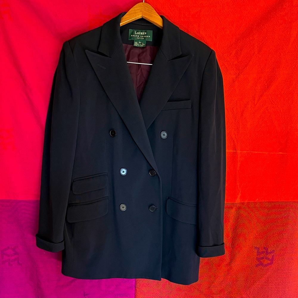 Lauren Ralph Lauren Black Double-Breasted Blazer 8P